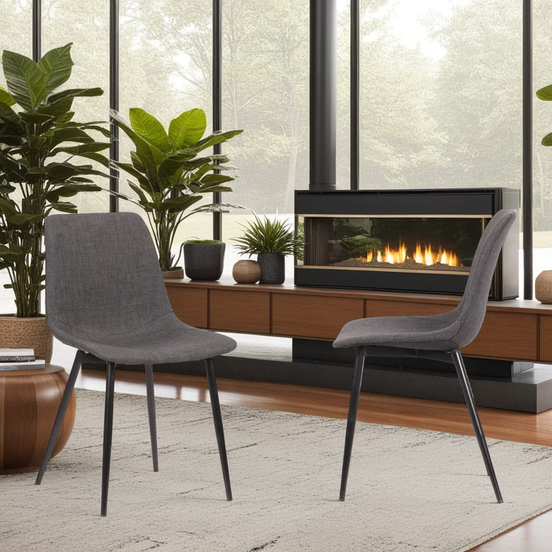 Bixler 44cm H Upholstered Side Chair, Charcoal