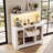 Bar Cabinet With LED Light And Wine Rack, Coffee Bar Cabinets With Drawer And Glass Holder, Sideboard Table With Storage Shelves-1151051405