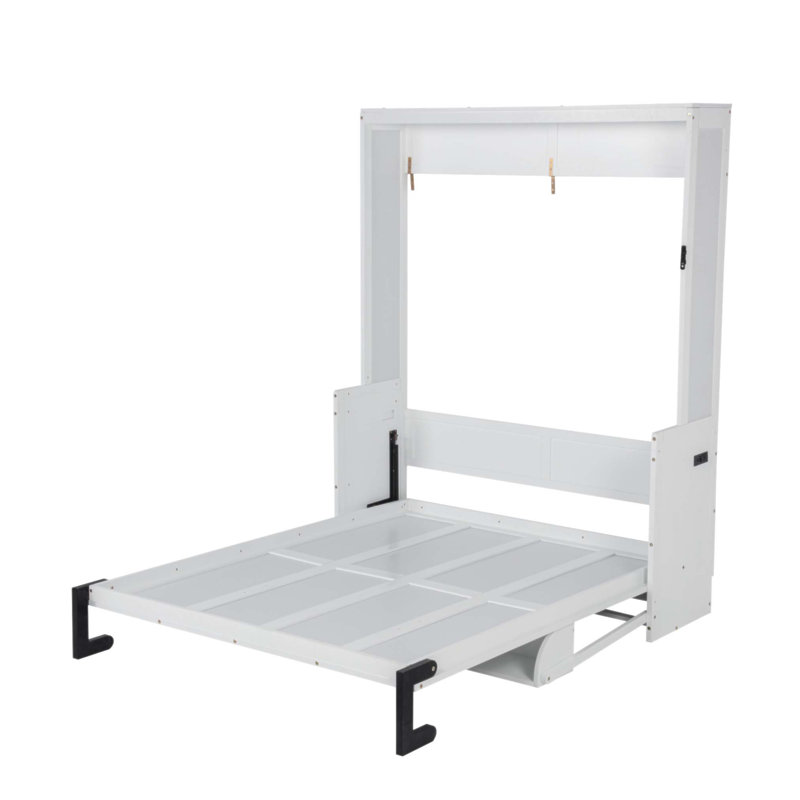 Lit escamotable vertical en bois, lit escamotable mural peu encombrant avec bureau et vérins à gaz, idéal pour la vie moderne et maximiser l'efficacité