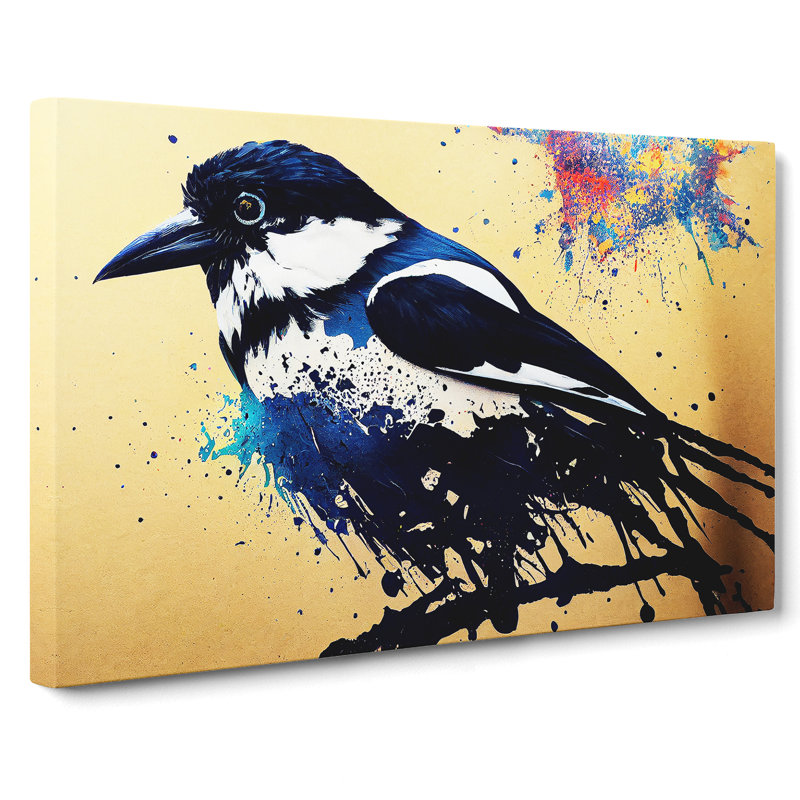 Magpie Bird Splash Vol.4 Abstract - Wrapped Canvas Print