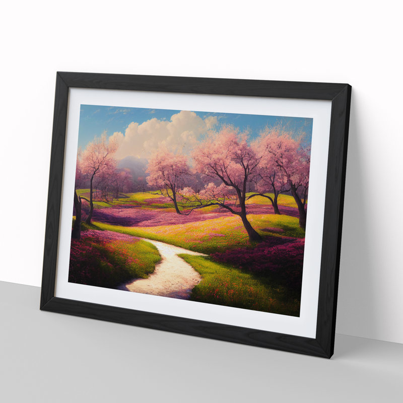 XH1022-602X An Endearing Spring Forest - Single Picture Frame Painting, 25cm H x 34cm W x 2cm D, Black
