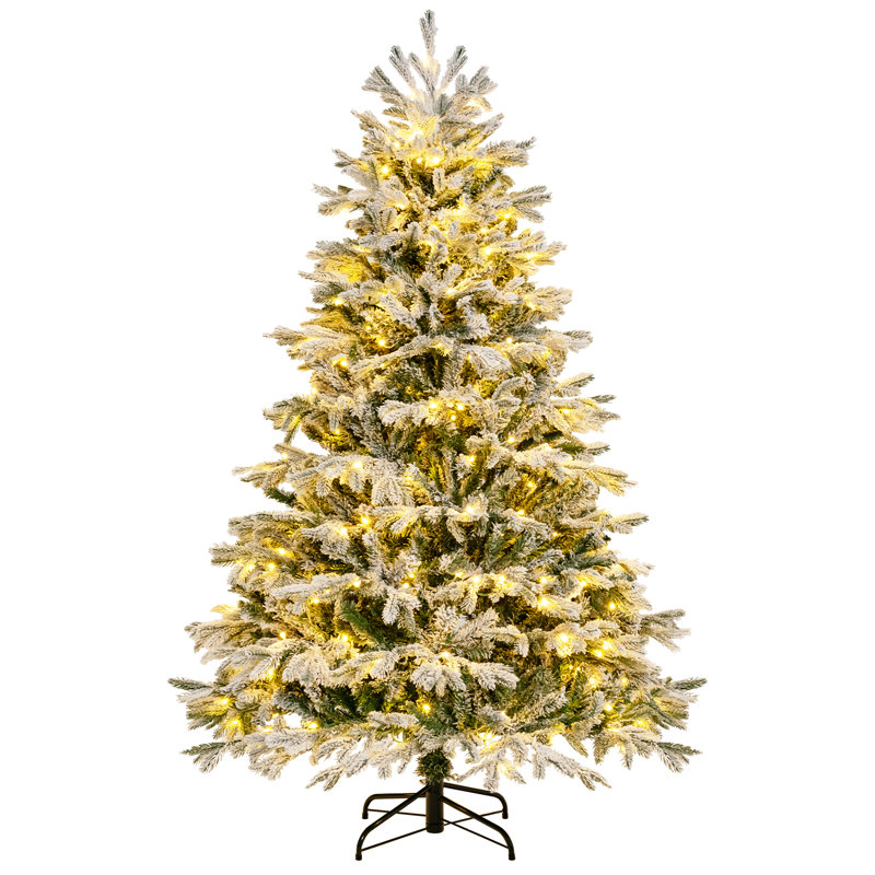 6 pi Arbre de Noël floqué avec lumière, installation rapide, 6'