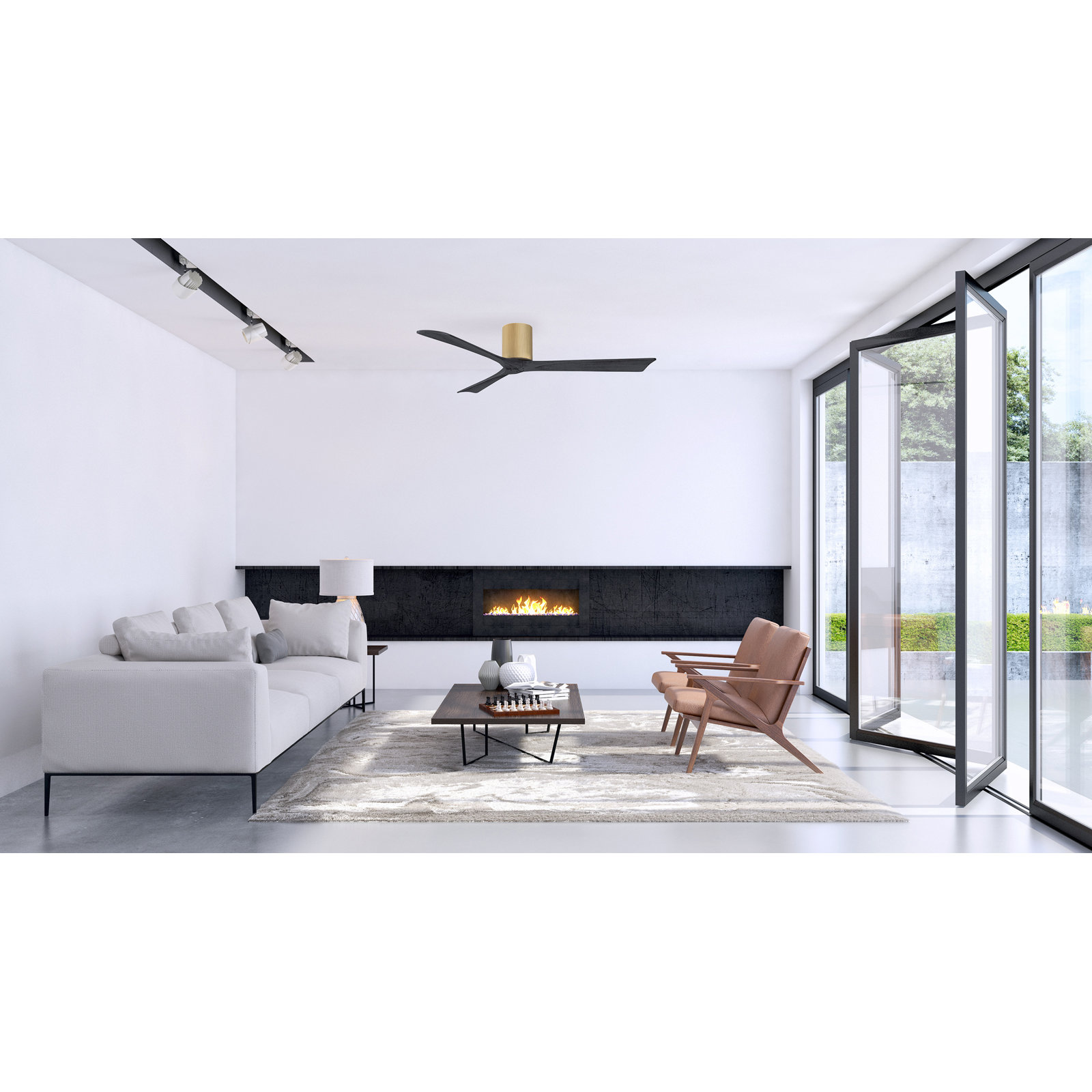 Olivier 3 Blade Ceiling Fan, Matte Black, Light Maple, 60"