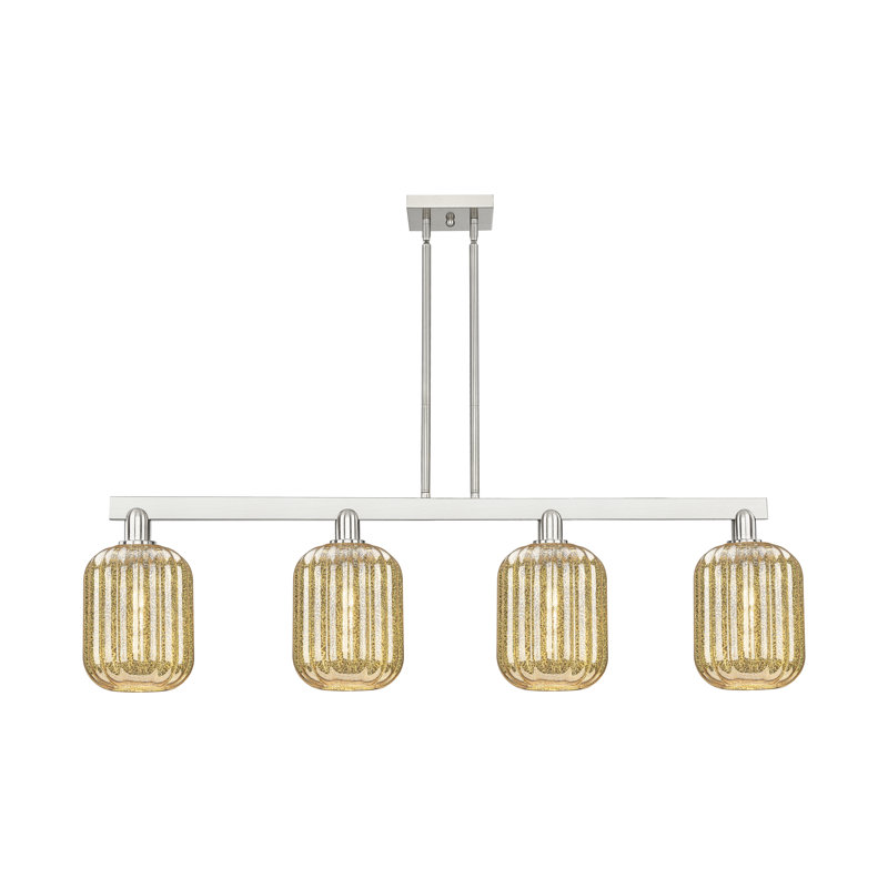 Luminaire suspendu pour îlot 4 lumières Hailsham, Mercure, Nickel satiné
