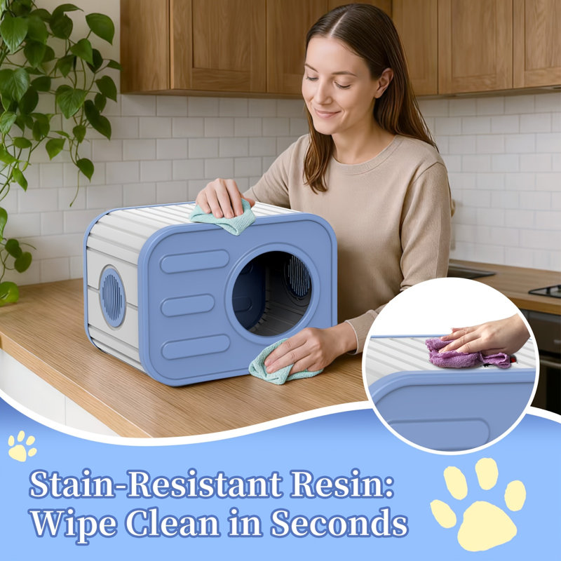 Insulated Outdoor Cat House Waterproof, Blue