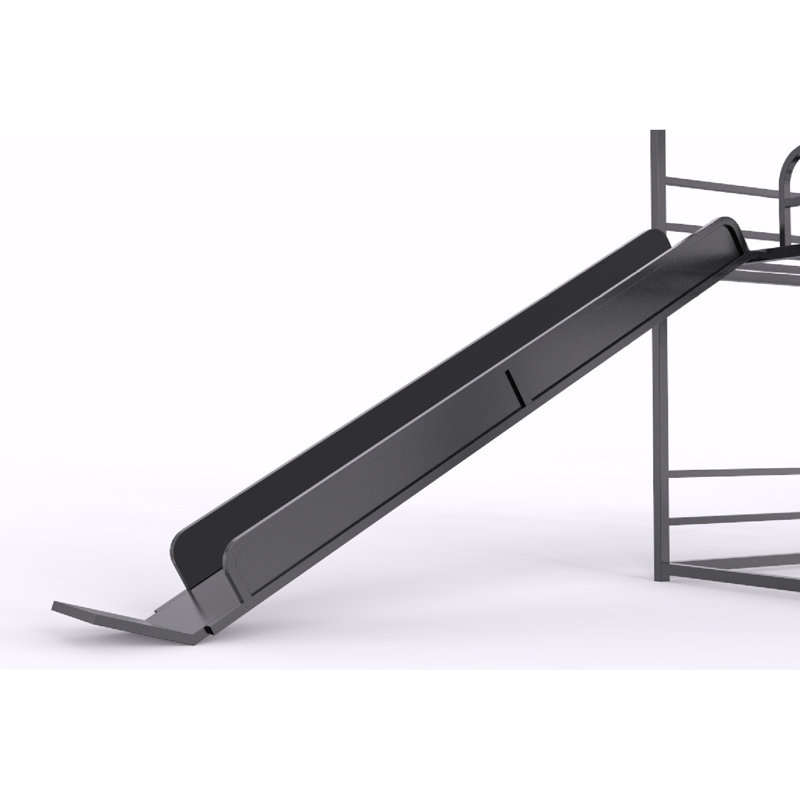 Metal Full Size Loft Bed With Slide, Ladder, And Side Shelf For Fun And Storage