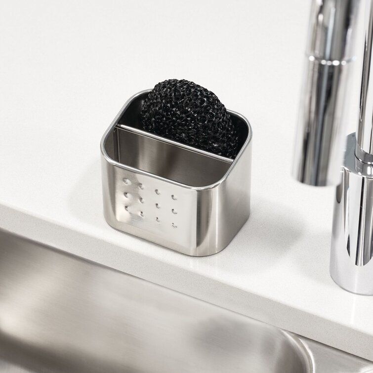 Happy Sinks Magnetic Sponge Holder for Sinks, Black or Stainless