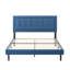 Base de lit plateforme grand format avec tête de lit tapissier et support à lattes de bois, sans sommier tapissier, bleu-683794393