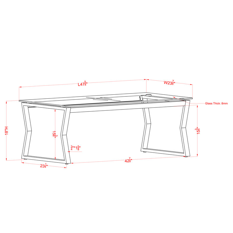 Table basse Xander, Plateau transparent / base chromée