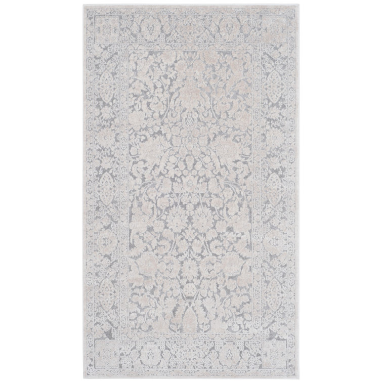 Calidia Floral Light Gray/Cream Area Rug
