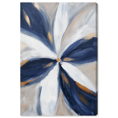 white And Blue Blossom II Canvas Indigo Abstract Art by Art Remedy