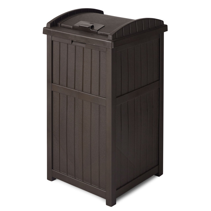 Java Brown 33 Gallon Outdoor Plastic Trash Hideaway