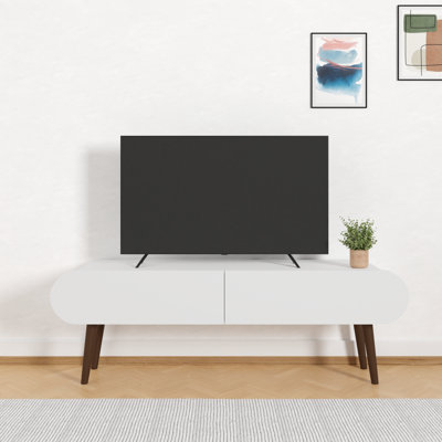 Meuble télé LTS jusqu'à 50 po | Console multimédia industrielle contemporaine, pieds en bois massif (pin)