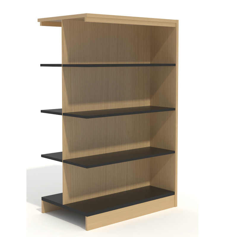 Bibliothèque standard Yursa, Chêne naturel, (Quatre tablettes) H 60 po x l 36 po x P 24 po