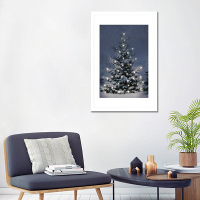 Twinkling Lights at Christmas - Reproduction d'art murale - Papier d'art encadré
