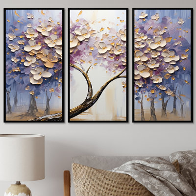 Ensemble de salon arbre en fleurs avec fleurs blanches I
