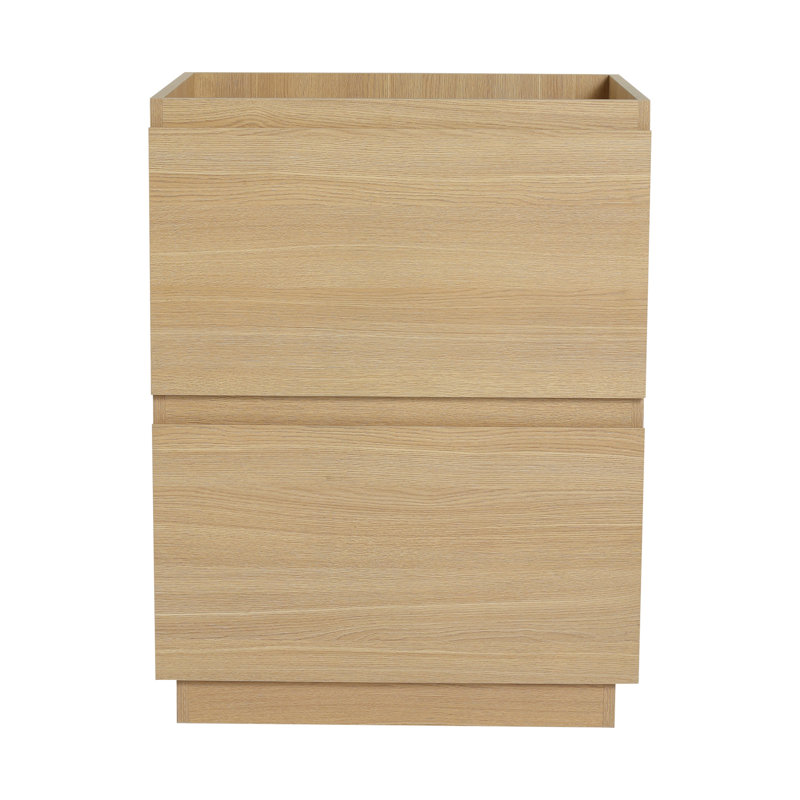 Meuble-lavabo de salle de bain autoportant 24 po 24 po à double tiroir en bois d'ingénierie d'aspect américain