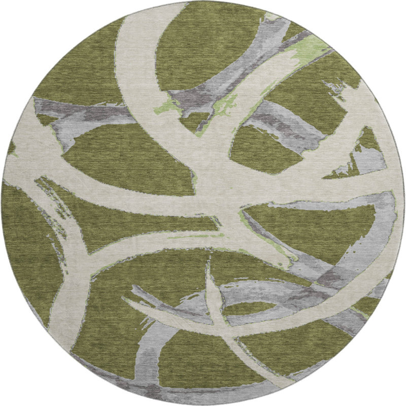 Premium Machine Washable Mayfield AMF1022 Circles Rug, Round 8' 