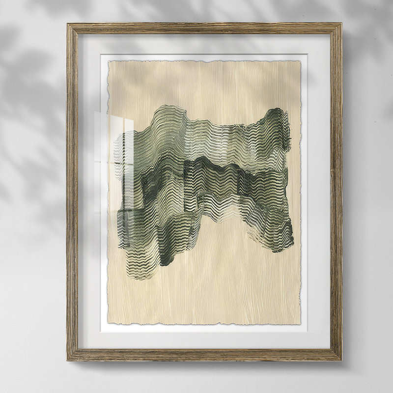 «Minty Green Orbs II», reproduction encadrée, Papier avec cadre noyer, Blanc