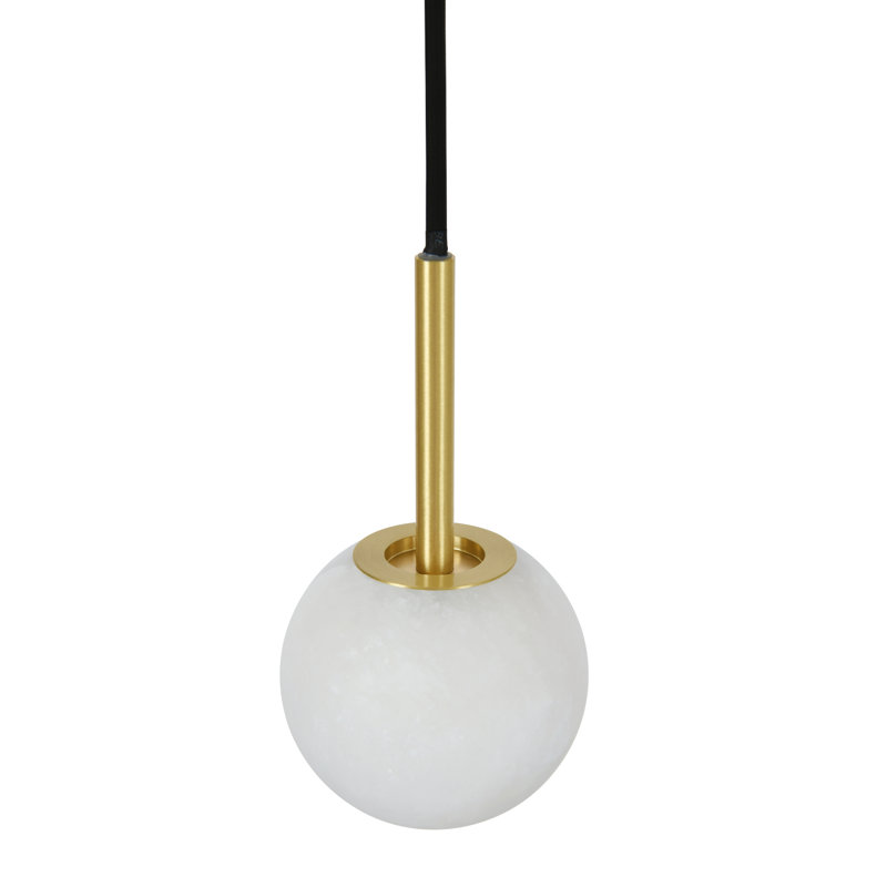 Suspension miniature en albâtre de 10 cm (4 po) en laiton satiné, de style moderne., 74.8" H x 3.93" W x 3.93" D, Laiton