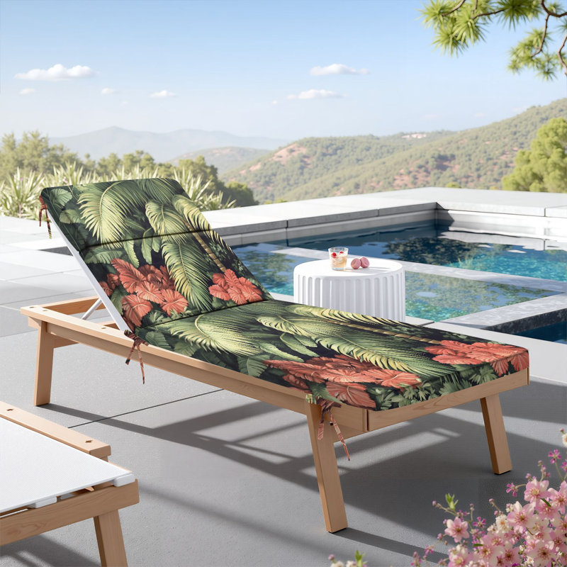  Outdoor Indoor 3'' Lounge Patio Cushion Abstract blooming ink seamless pattern Japanese style grunge flowers Water-Resistant Chaise Lounge Cushion for Chair Patio Furniture Seat Cushion