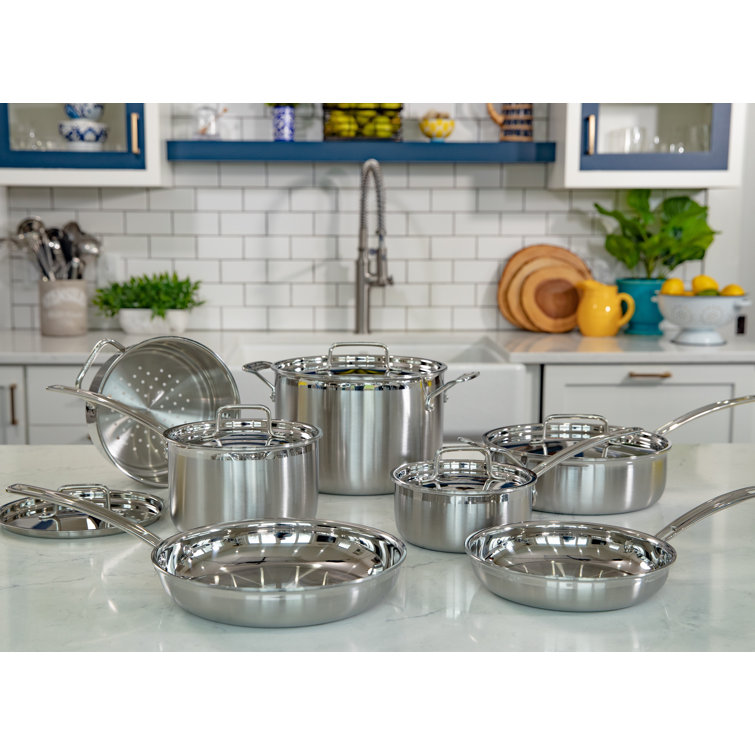Cuisinart - MultiClad Pro 7-Piece Cookware Set - Stainless-Steel