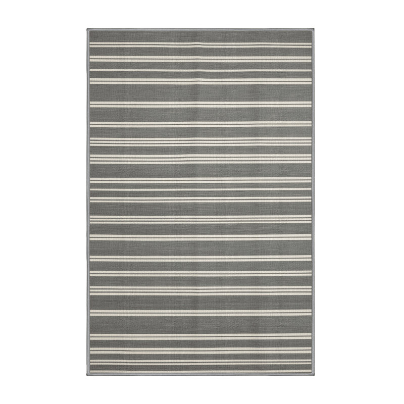 Washable Dove Gray White Striped Area Rug, Runner 2' x 5'