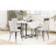 Ensemble de table de salle à manger extensible 5 pièces pour petits espaces - plateau rond en faux marbre avec structure noire, 4 chaises rembourrées, conception pliable compacte