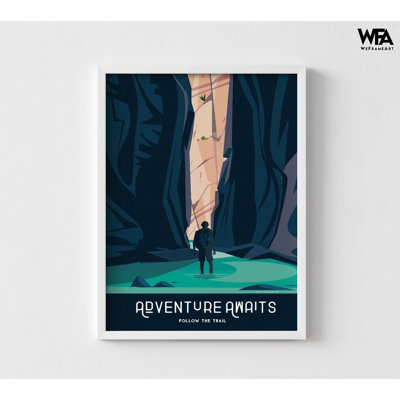 «Adventure Awaits» par Omar Escalante, décor de l'auberge de jeunesse, idée de cadeau de randonnée, affiche inspirante pour les randonneurs