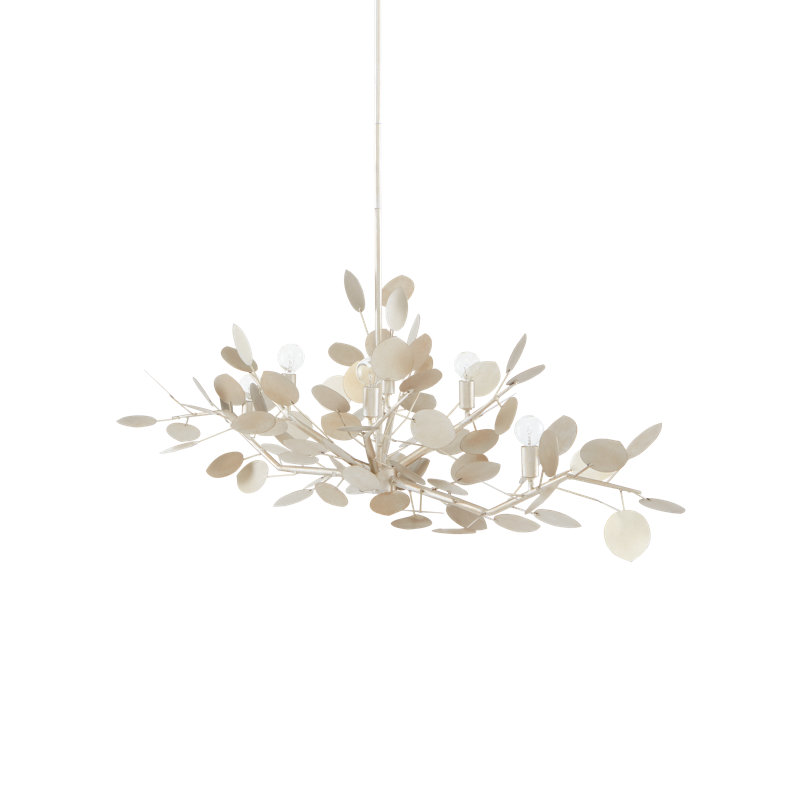 Lunaria 6 - Light Chandelier, Contemporary Silver Leaf