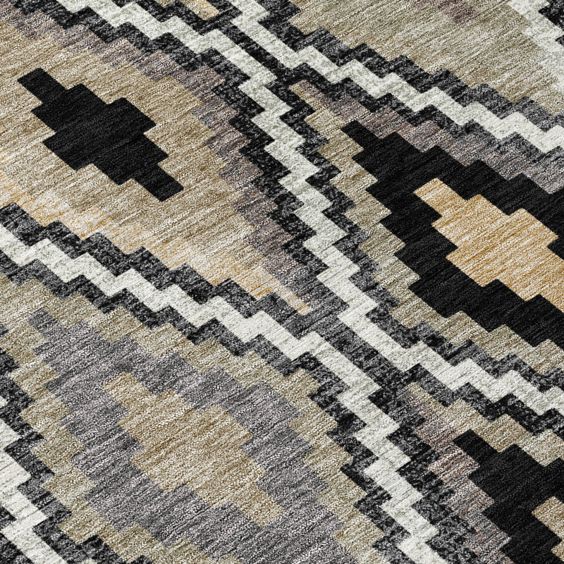 Machine Washable Indoor/Outdoor Aten ACN2331 Diamond Rug, Rectangle 5' x 7'6"
