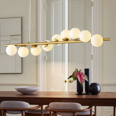 9 - Light Kitchen Island Linear Globe Pendant Chandelier