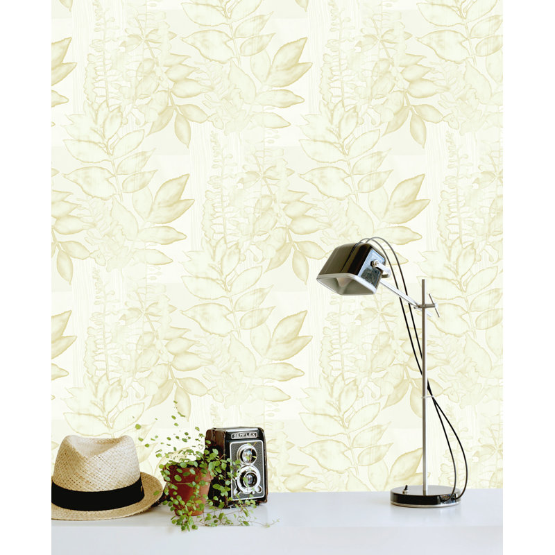 Papier peint à feuilles d'aquarelle Seabrook Designs, Crème