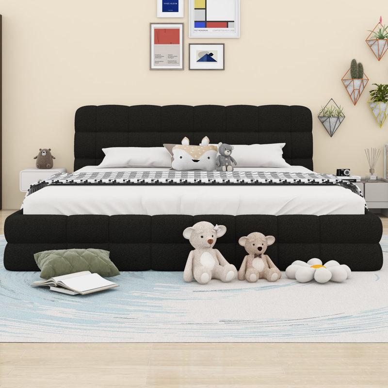 Lit plateforme tapissier, Noir
