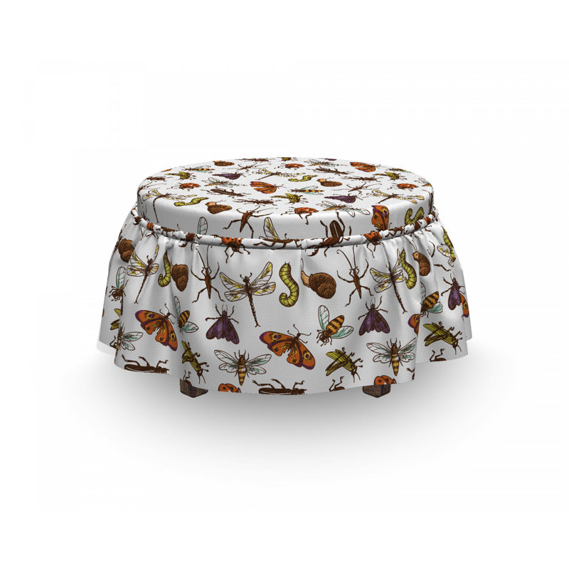 Housse pour repose-pieds papillon sauterelle coccinelle
