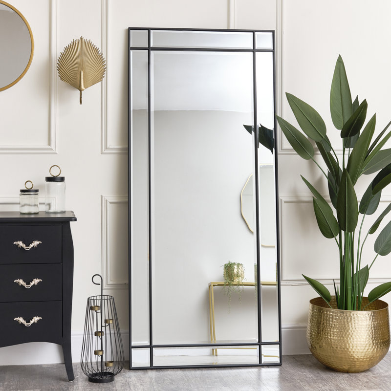 Aaidyn Metal Flat Mirror, 180cm H x 80cm W, Black