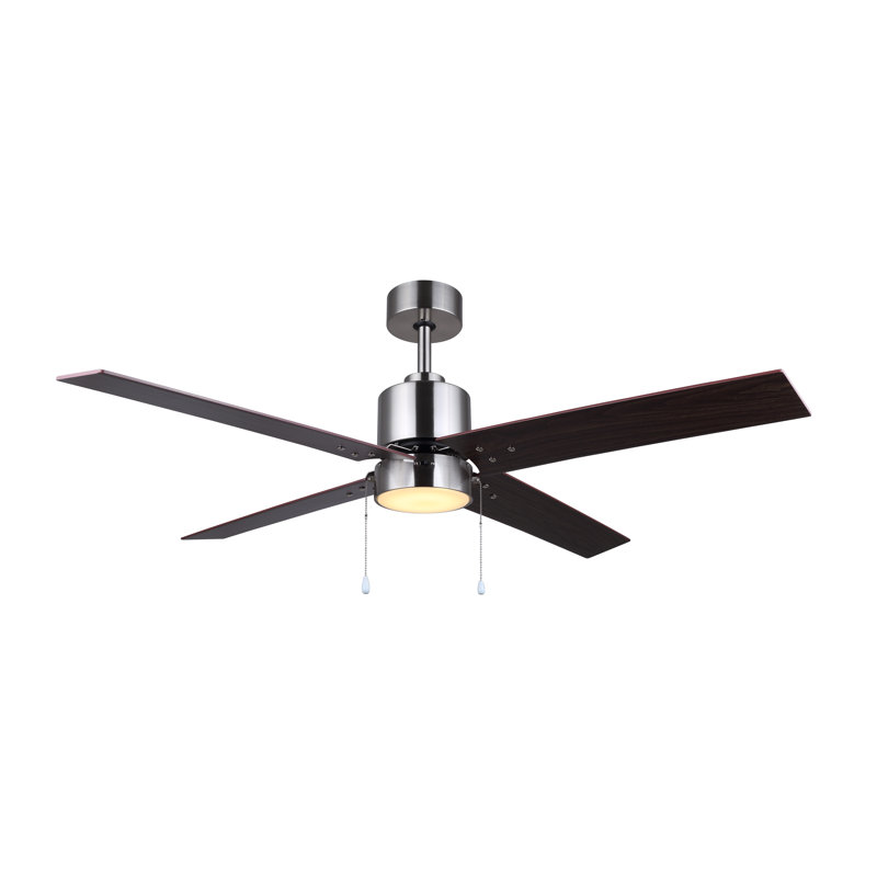 Ventilateur de plafond standard à DEL à 4 pales de 52 po avec chaînette et ensemble d'éclairage inclus Gudalupe
