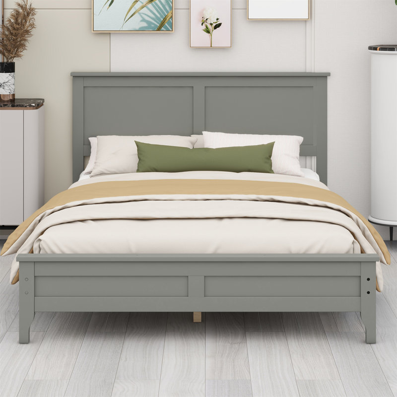Modern Solid Wood Platform Bed, Full, White