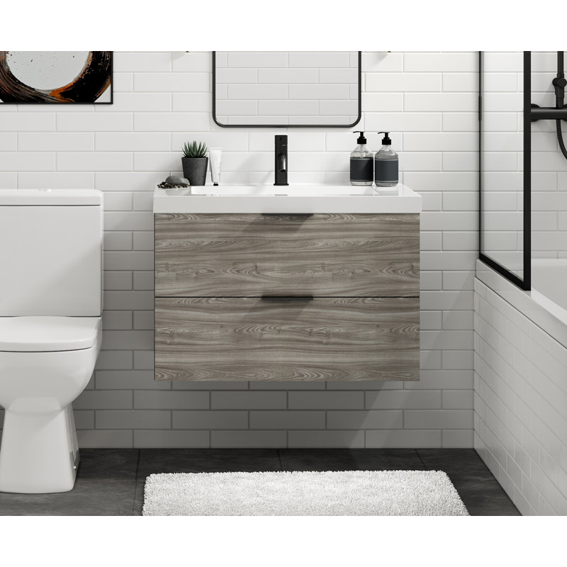 Avila 48" W Wall Mounted Single Bathroom Vanity, Gloss White/Single, Matte Black, Nimbus
