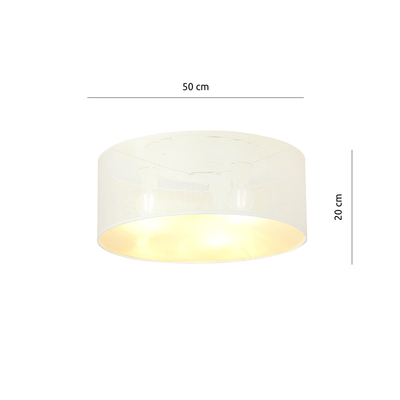Leonardville Fabric Flush Mount, 20cm H x 50cm W x 50cm D, White/Gold