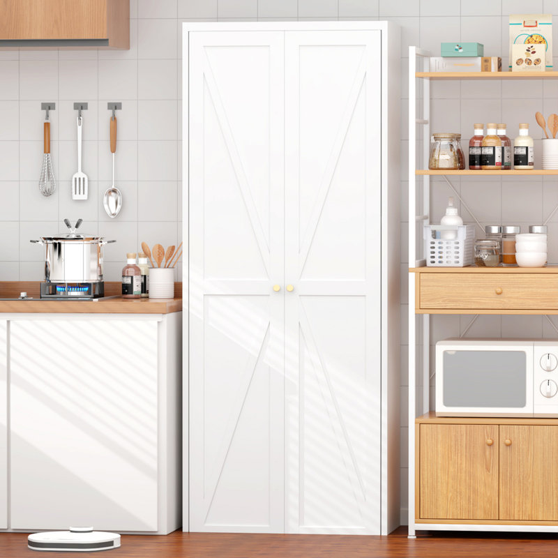 Buffet en métal, armoire de rangement, armoire de cuisine avec tablettes réglables pour la cuisine, Blanc