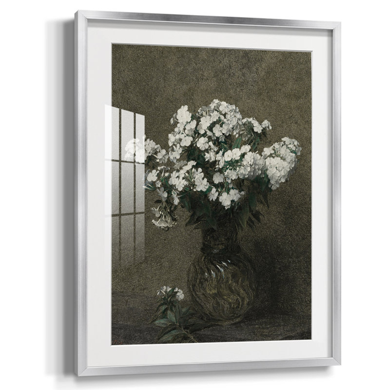 Imprimé floral rétro CCXC - impression encadrée, Argent