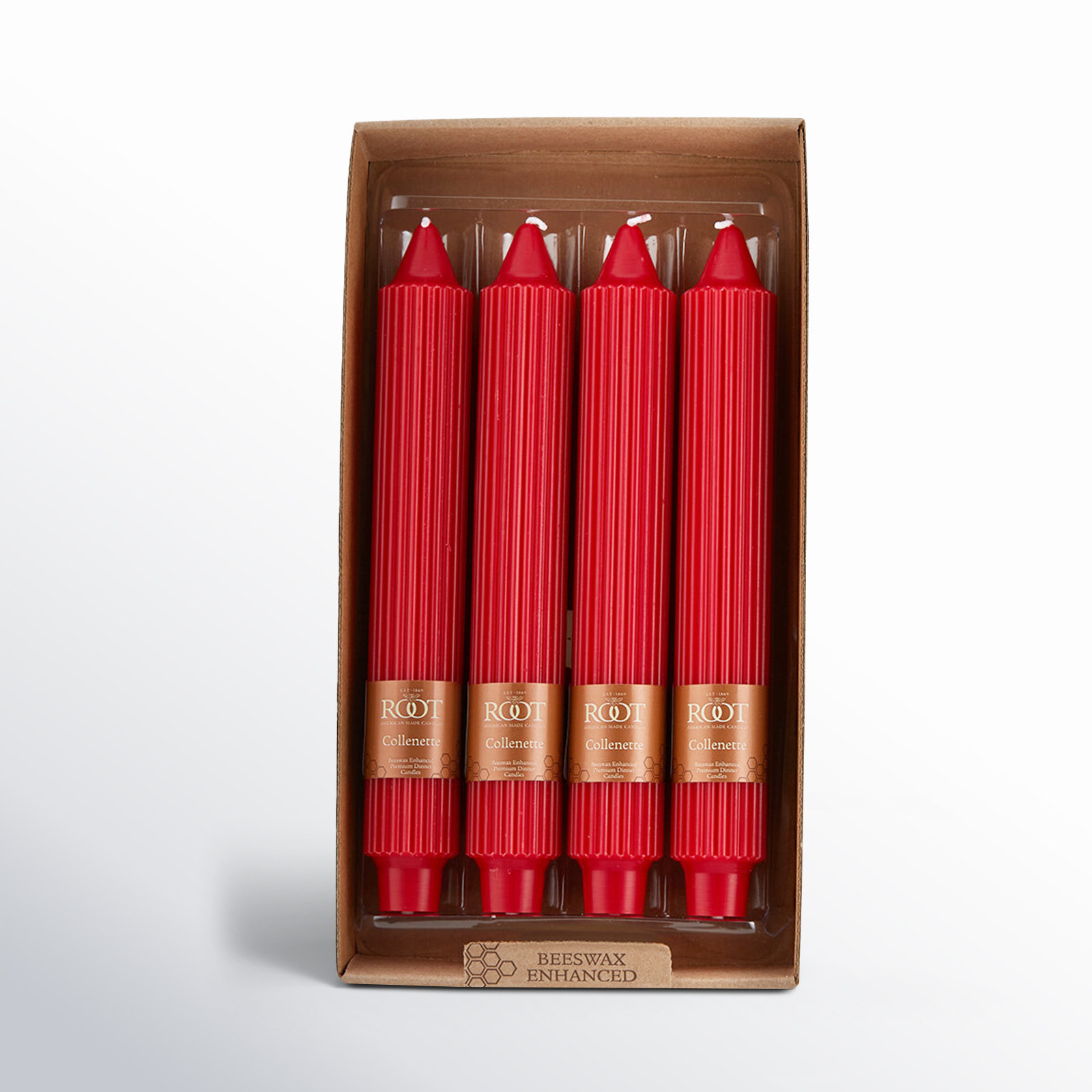 Unscented Taper Candle, 9" H x 1.25" W x 1.25" D, Red