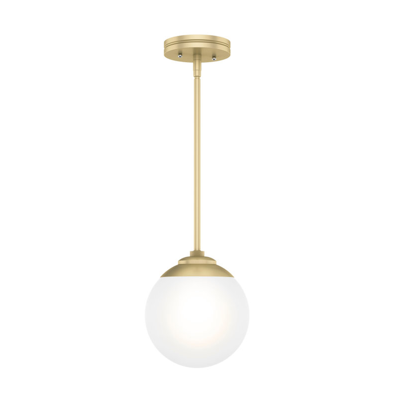 Modern Brass and White Glass Mini Globe Pendant Light