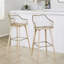 Tabouret de bar à hauteur fixe en bois blanchi et cuivre antique avec repose-pieds carré