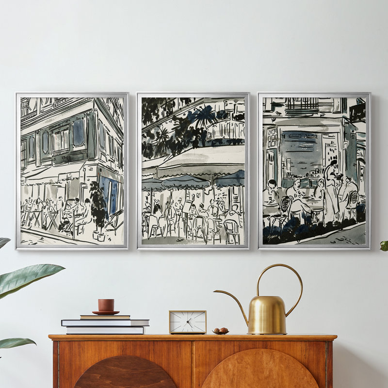 «AUCoin de Larue I», toile tendue sur mesure avec châssis, 3 pièces, Argent argent, H 19 po x l 27 po