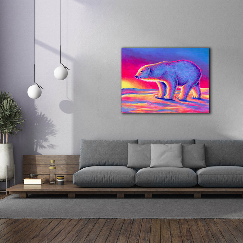 «Epic Graffiti», coucher de soleil, ours polaire par Rebecca Wang, toile d'art 24 po x 20 po, H 40 po x l 54 po x P 1,5 po