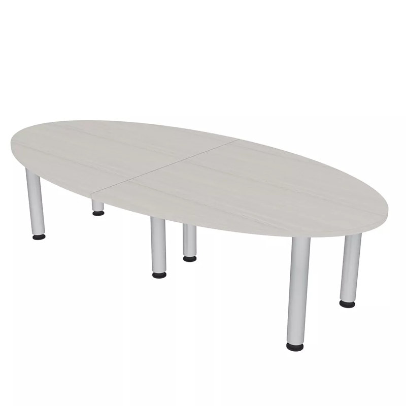 Table de conférence ovale 6 pieds avec pieds, L 30 po x l 96 po x P 48 po, Nuit asiatique, Argent argent