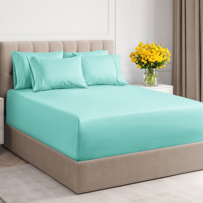 6 Piece Extra Deep Pocket Sheet Set, Cooling & Breathable Bed Sheets, Soft Hotel Luxury Bedding, Fits 18–24 Inch Mattress