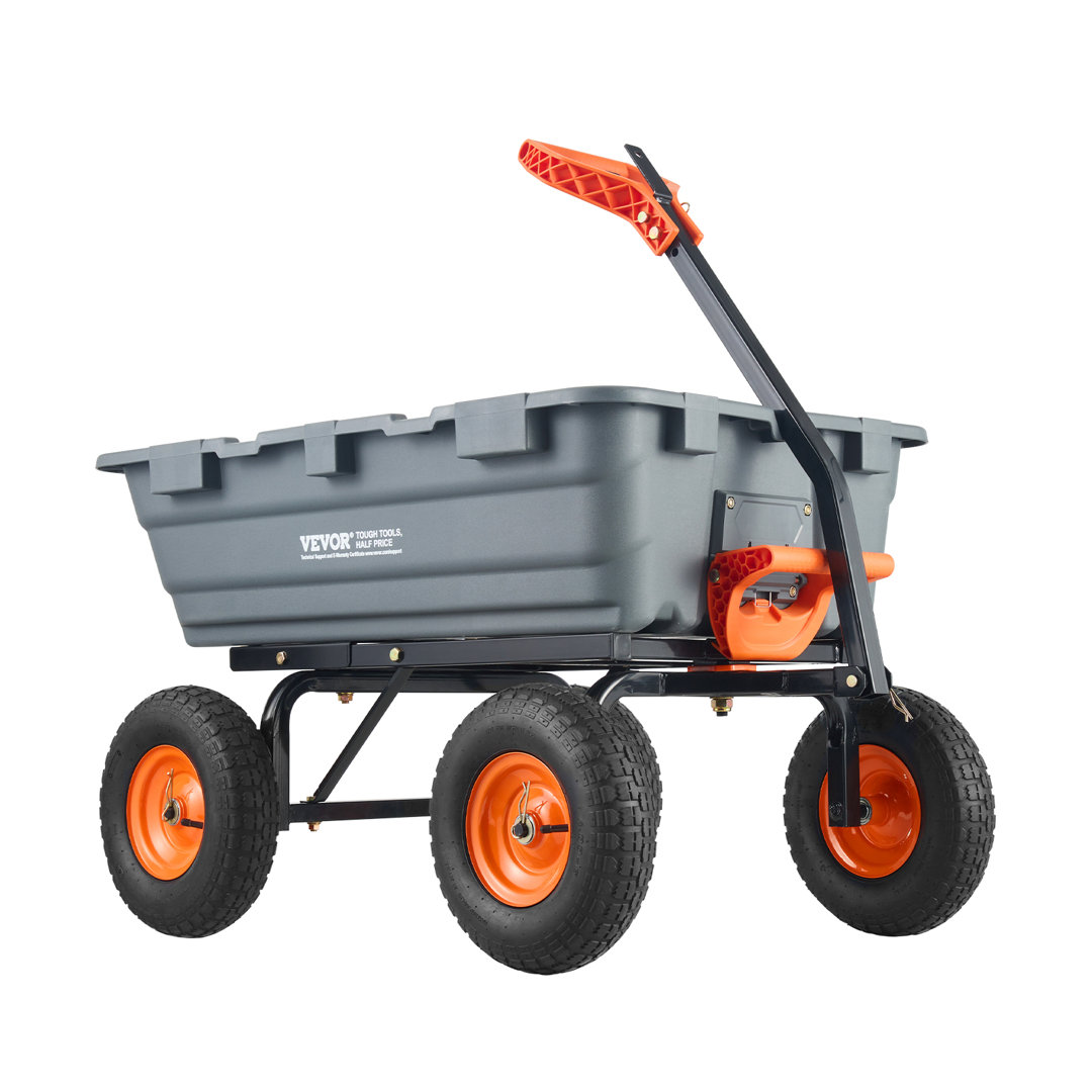 VEVOR Dump Cart, Poly Garden Dump Cart with Easy to Assemble Steel Frame Dump Wagon VEVOR